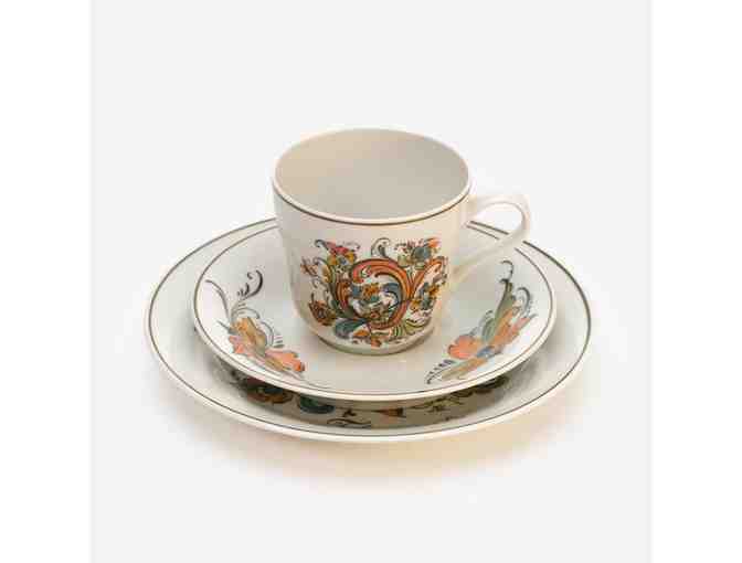 Set of 6 Porsgrund Porcelain China Cups, Saucers and Dessert Plates