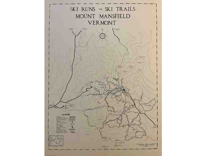 Vintage 'Ski Runs and Ski Trails Mount Mansfield Vermont' Map, 1941