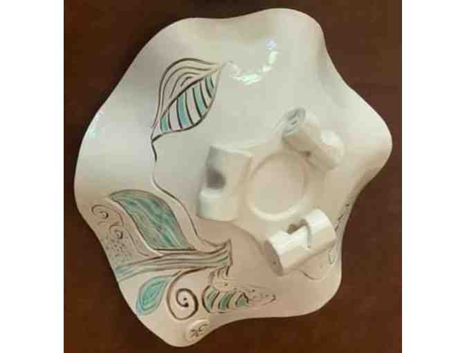 'In the Garden' Ceramic Carved Footed Bowl - Donated by Artist Barbara Blusanovics