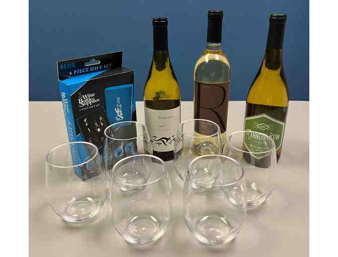 Wine Gift Basket with Wine Gadgets & Glasses