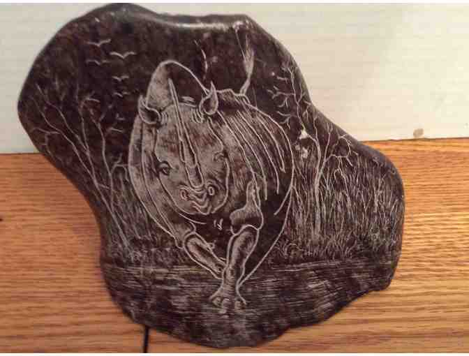 Beautiful Hard Carved Rhino in Stone