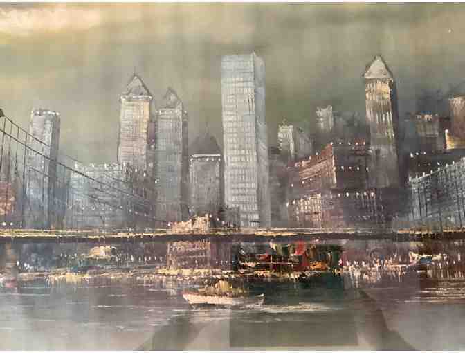 PAINTING OF Brooklyn Bridge with NYC SKYLINE - Photo 3