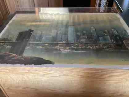 PAINTING OF Brooklyn Bridge with NYC SKYLINE