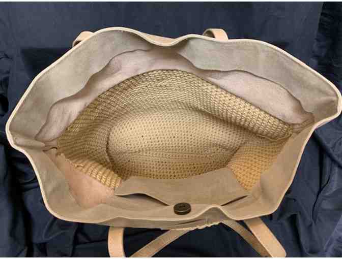 Lucky Brand Leather & Woven Tote Bag