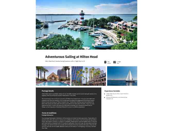 Hilton Head South Carolina Sailing Experience with a 3 Night Stay for (2) Adventurous Sail