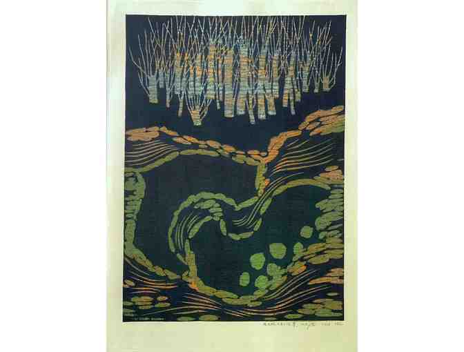 'Scenery with Dormant Forest' Original Wood Block Print by Fumio Fujita