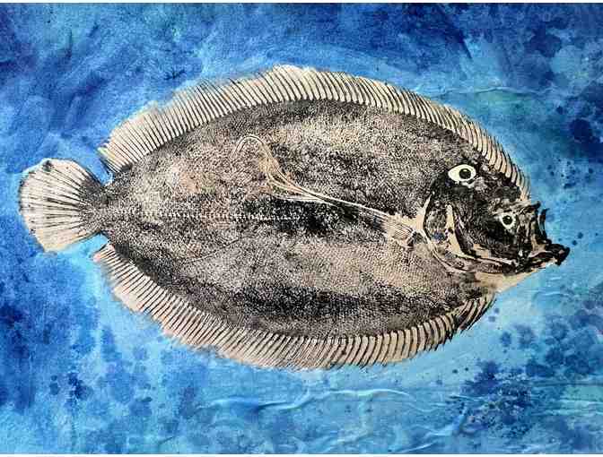 Original Flounder Gyotaku (Fish Print) by Ray Nitta of Westside Woodworks