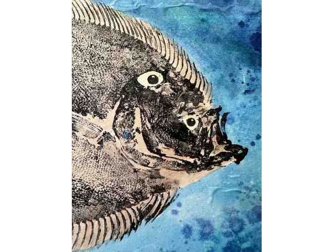Original Flounder Gyotaku (Fish Print) by Ray Nitta of Westside Woodworks