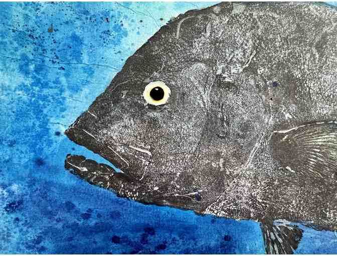 Original Ulua Gyotaku (Fish Print) by Ray Nitta of Westside Woodworks