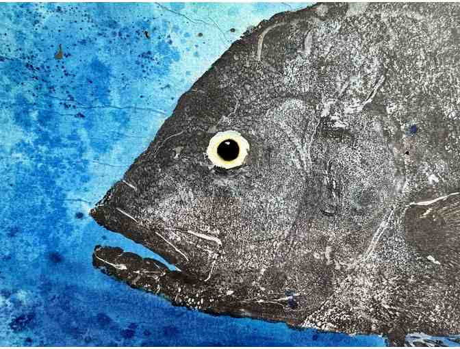 Original Ulua Gyotaku (Fish Print) by Ray Nitta of Westside Woodworks