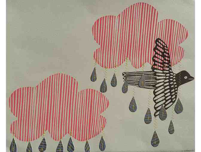 Three Original Linocut Prints With Stitching by Shannon Hiramoto