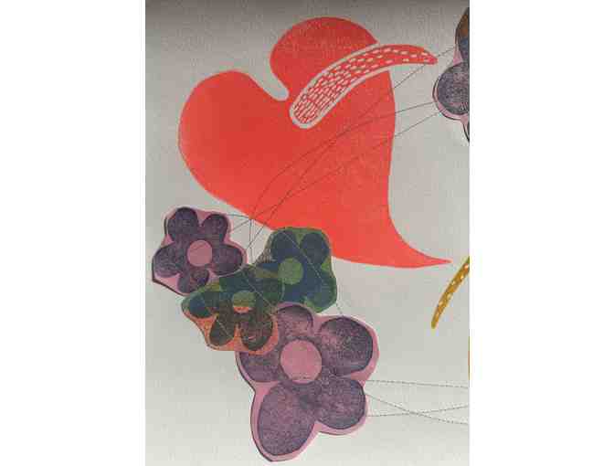 Three Original Linocut Prints With Stitching by Shannon Hiramoto