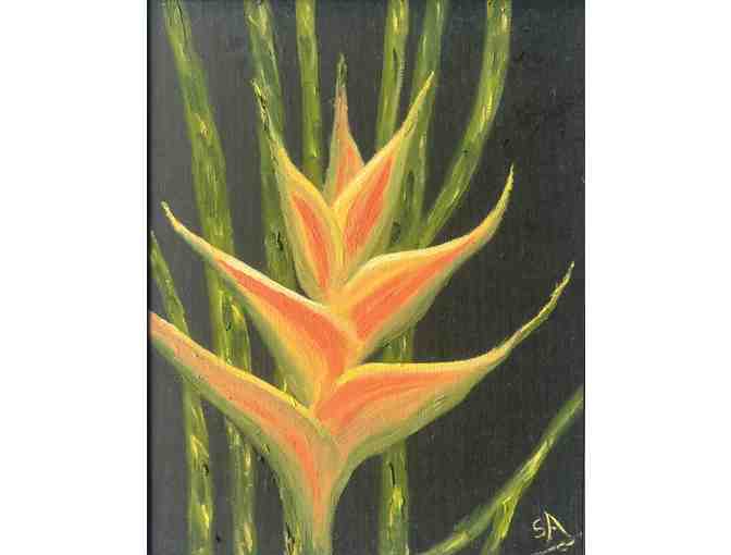 'Heliconia' Original Acrylic Framed Painting by Sandra Ambrose, Kauai Artist