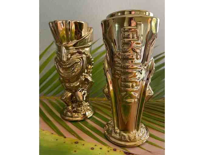 2 Gold Mugs from ICONIC Tiki Iniki Restaurant by Todd Rundgren's - Get Your Party ON