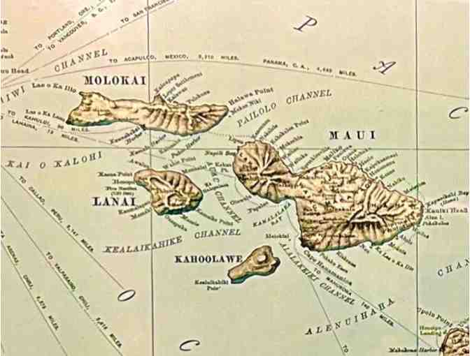 Vintage Map of Hawaiian Islands