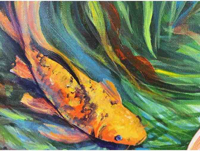 Original Acrylic Painting 'Joyful Koi' by Marionette Taboniar, Netlfix featured Artist