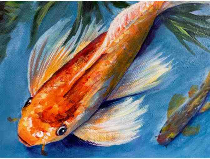 Original Acrylic Painting 'Joyful Koi' by Marionette Taboniar, Netlfix featured Artist