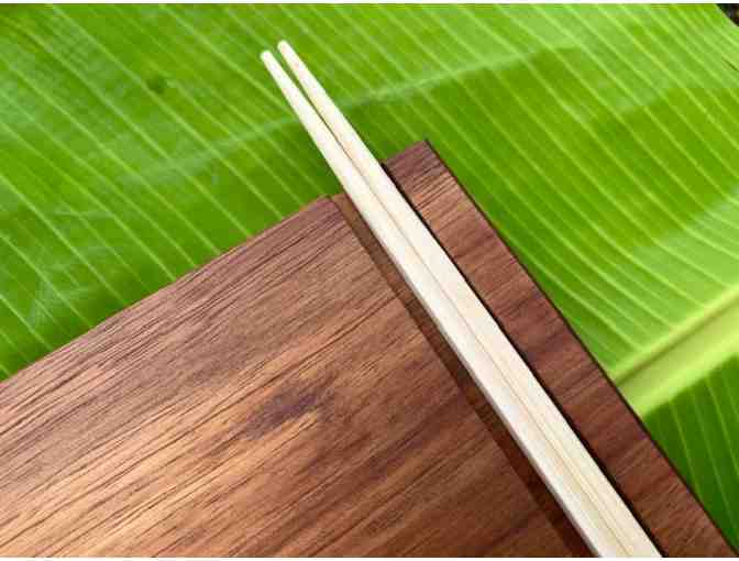 Handcrafted sapele wood sushi platter 7' x 12'