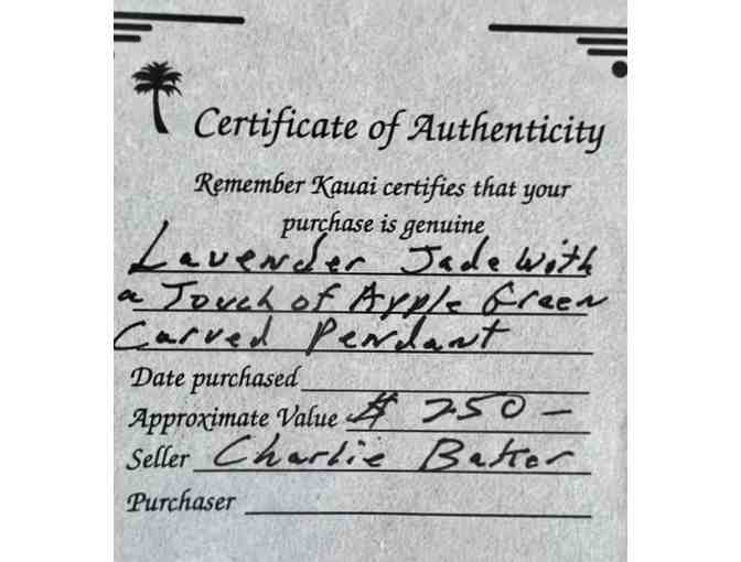 Lavender Jade Pendant, Remember Kauai