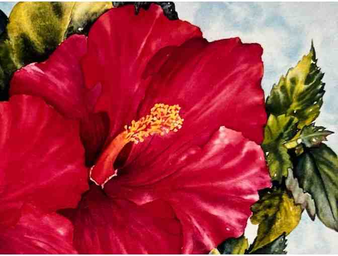 'Red Hibiscus' Giclee by Sheree Latif, Kauai