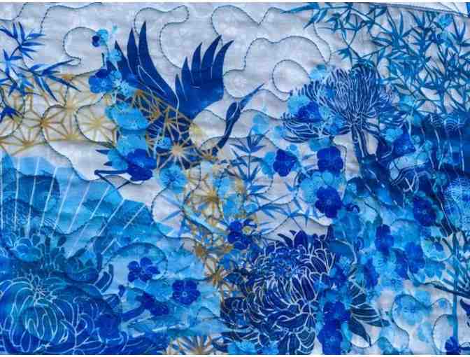 'Cranes in Flight' Hand Stitched Quilt by Maile Bloxom of Vicky's Fabrics