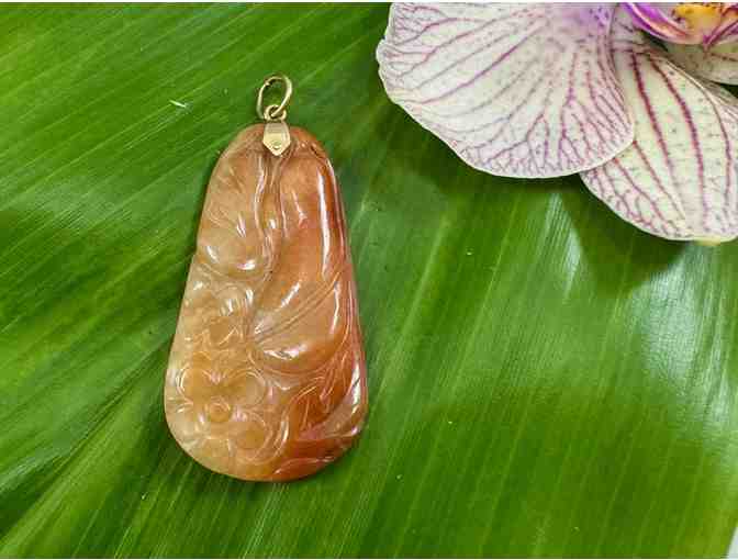Red Jade Pendant with Gold Bail