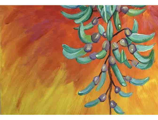 Original Acrylic Painting 'Radiant Blue Jade Vine' by Marionette Taboniar