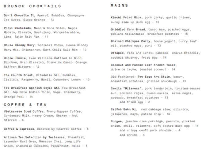 Brunch for Two at Proxi Chicago