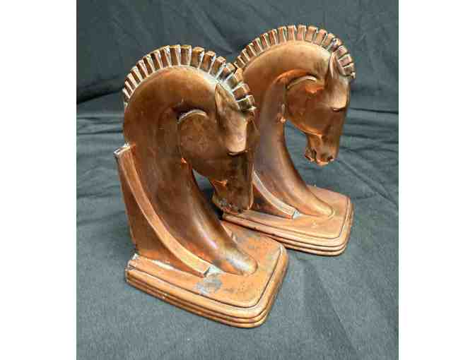 Vintage Art Deco Ray Dodge Bronze Trojan Horse Bookends