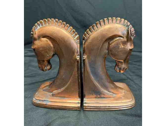 Vintage Art Deco Ray Dodge Bronze Trojan Horse Bookends