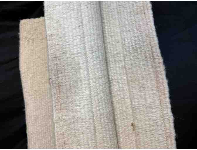 H Bernatz Western Woven Saddle Blanket, Light Tan with Leather