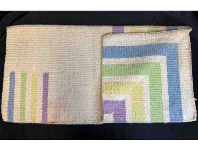 H Bernatz Western Woven Saddle Blanket, purple/green/yellow/blue stripes