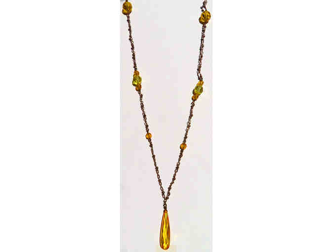 Chain Necklace with Yellow Swarovski Crystals-Lot 140