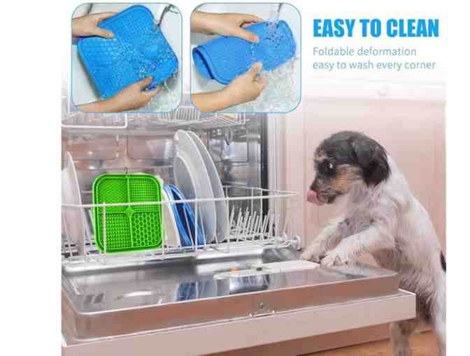 Slow Feeder Dog Bowls, Bathing, Grooming and Training, 2 Pack (Green and Blue)