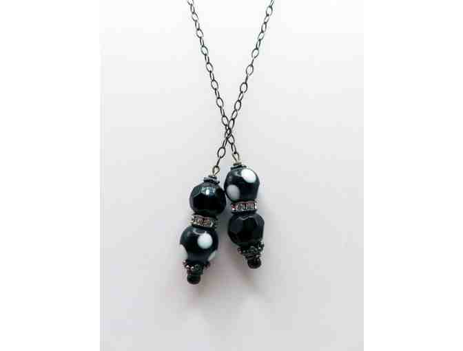 Lariat with Black and White Polka Dot Glass Beads - 23 - Photo 1