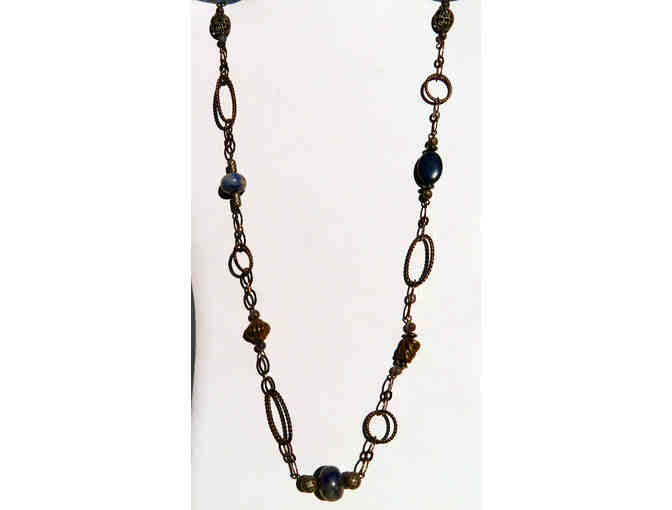 Chain Necklace with Blue Sodalite Beads - 136 - Photo 1