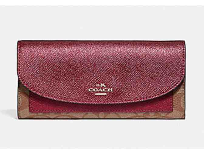 COACH BOXED SLIM ENVELOPE WALLET WITH METALLIC COLORBLOCK
