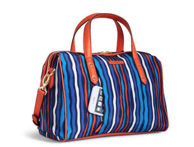 Vera Bradley Preppy Poly Marlo Satchel in Cobalt Stripe