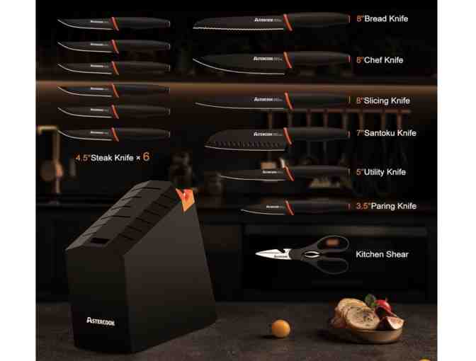 Astercook 15 Pcs Dishwasher Safe Kitchen Knife Set - Photo 2