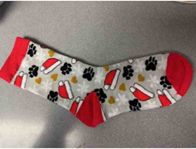 Womens Holiday Ankle Socks - Santa Hats and Paws - Photo 1