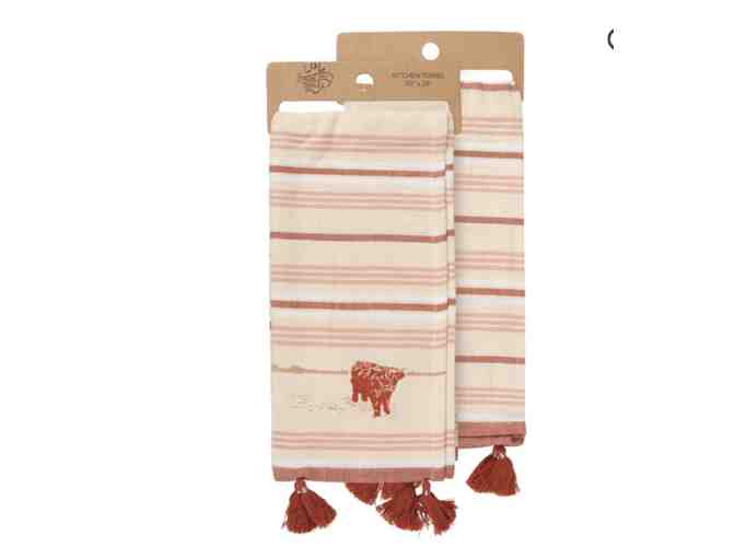 Highland Cow Striped Kitchen Towel - Photo 1