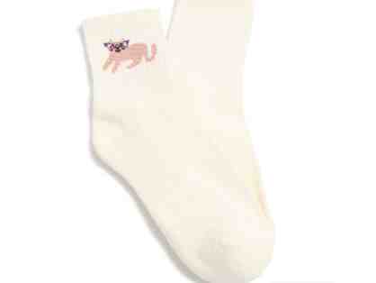 Vera Bradley Quarter Crew Socks in Cat on Seedpearl