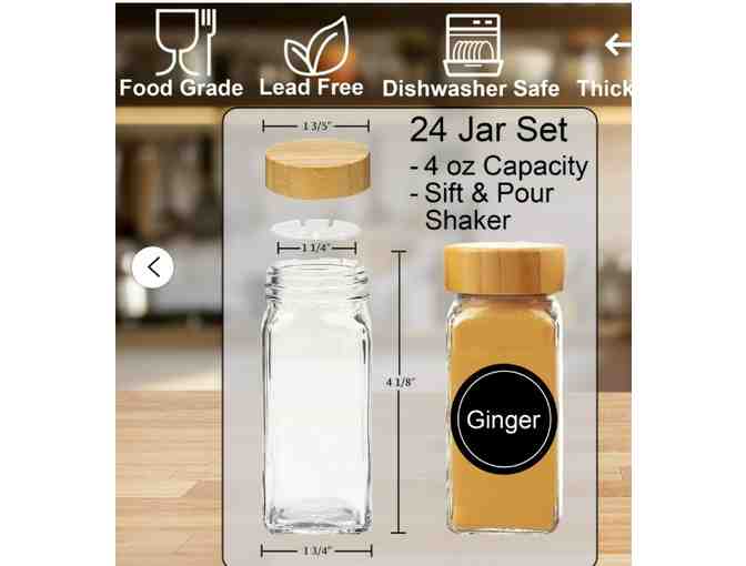 24 - 4oz. Glass Spice Jars with Bamboo Lids - Photo 2