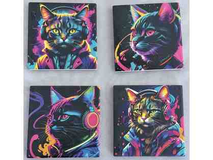 Ceramic Cat Coasters - set of 4