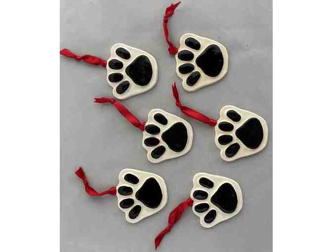 Ceramic Paw Print Christmas Ornaments - set of six - Photo 2