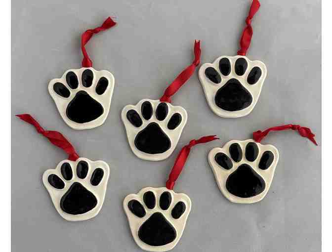 Ceramic Paw Print Christmas Ornaments - set of six - Photo 1