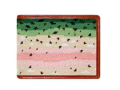 Smathers and Branson Rainbow Trout Skin Needlepoint Bi-Fold Wallet