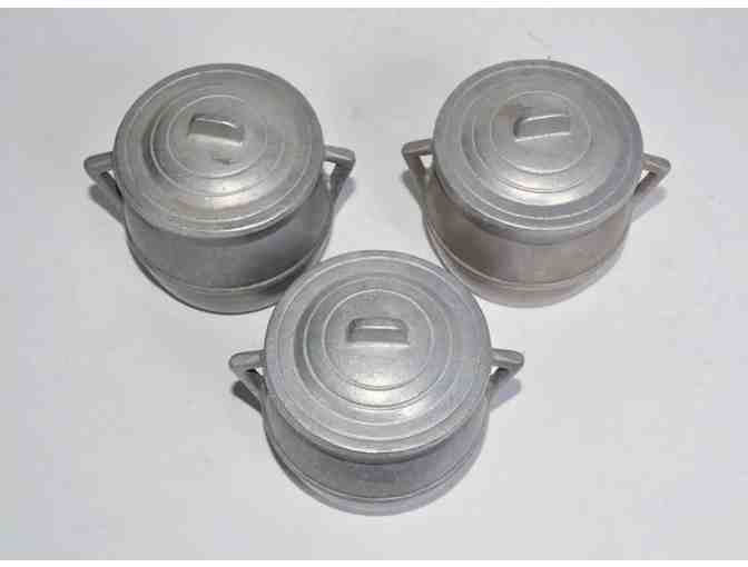 Three Vintage Pewter Pot De Cremes