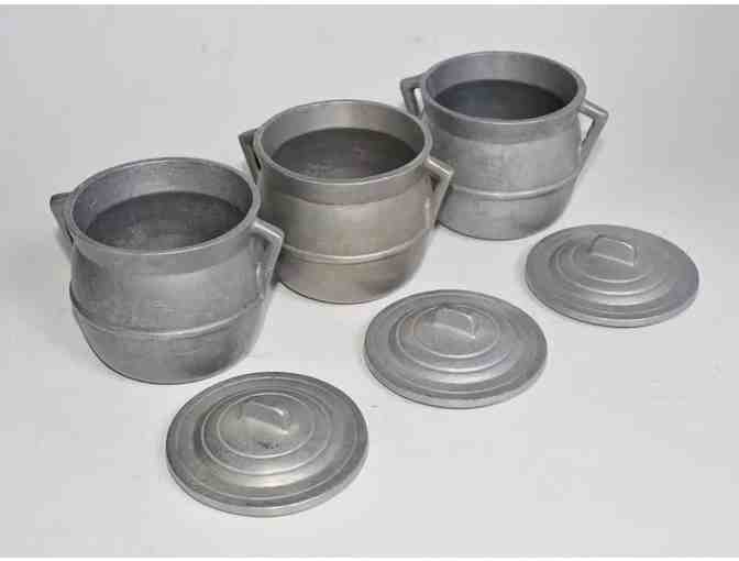 Three Vintage Pewter Pot De Cremes