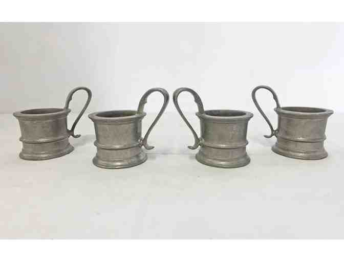 Four Vintage Pewter Cup Holders